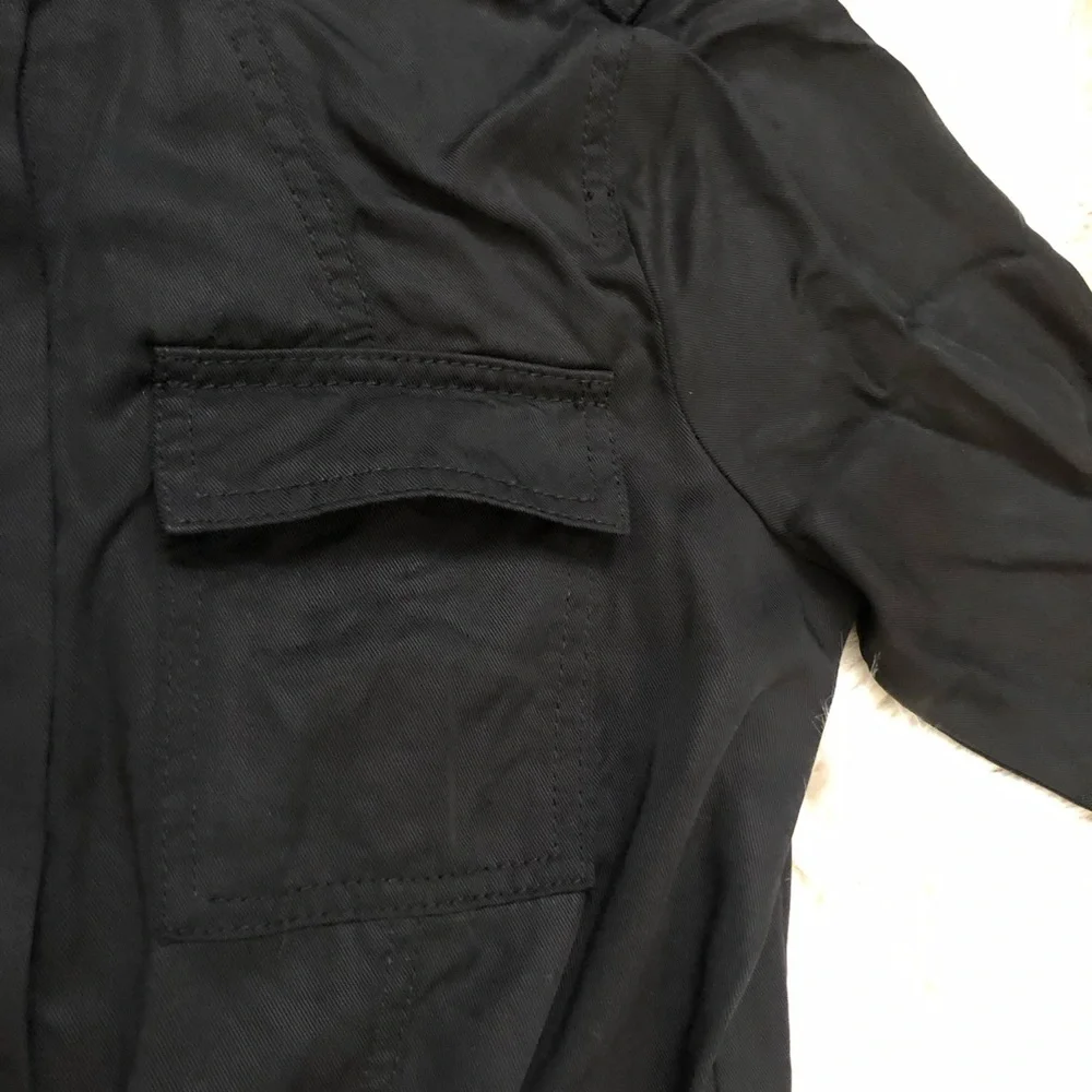 Banana Republic Tencel Black Tapered Leg Long Sleeves Utility Flight Jumpsuit 4